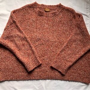 Pol Sweater Women L Rust Crop Marled Knit Cozy Artsy Comfy Fall